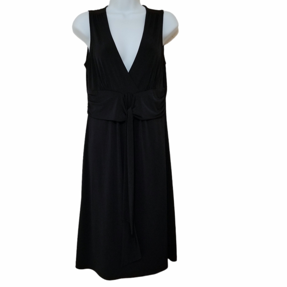 Espirit size small polyester  Spandex sleeveless black dress with tie by waist